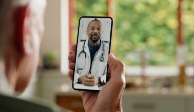 Person in a telemedicine consultation.