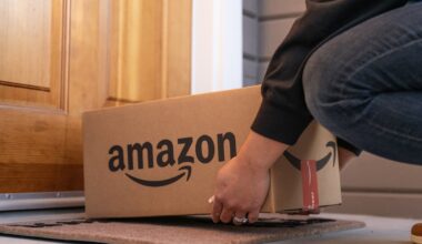 Amazon box with logo displayed on the side.