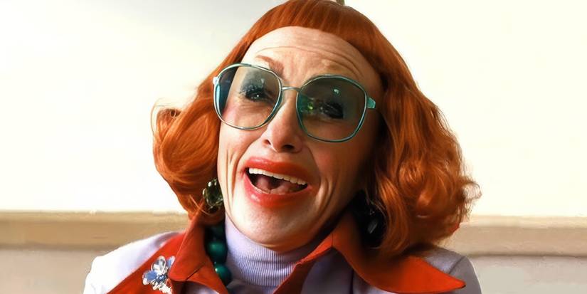 Amy Madigan laughing as Aunt Gladys in Weapons