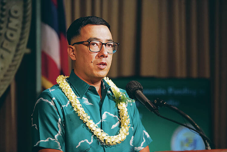 GEORGE F. LEE / JULY 9
State Rep. Daniel Holt speaks at a news conference at the State Capitol in July. Holt resigned his seat today to take a job at the Hawaii Department of Land & Natural Resources next week.