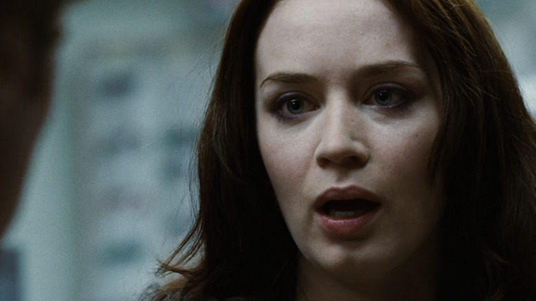 Emily Blunt's Girl looks worried in closeup in Wind Chill