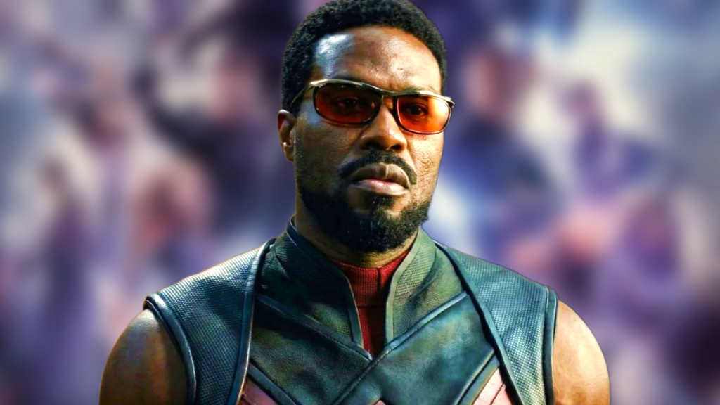 The MCU's Wonder Man in front of an obscured poster for Avengers: Endgame