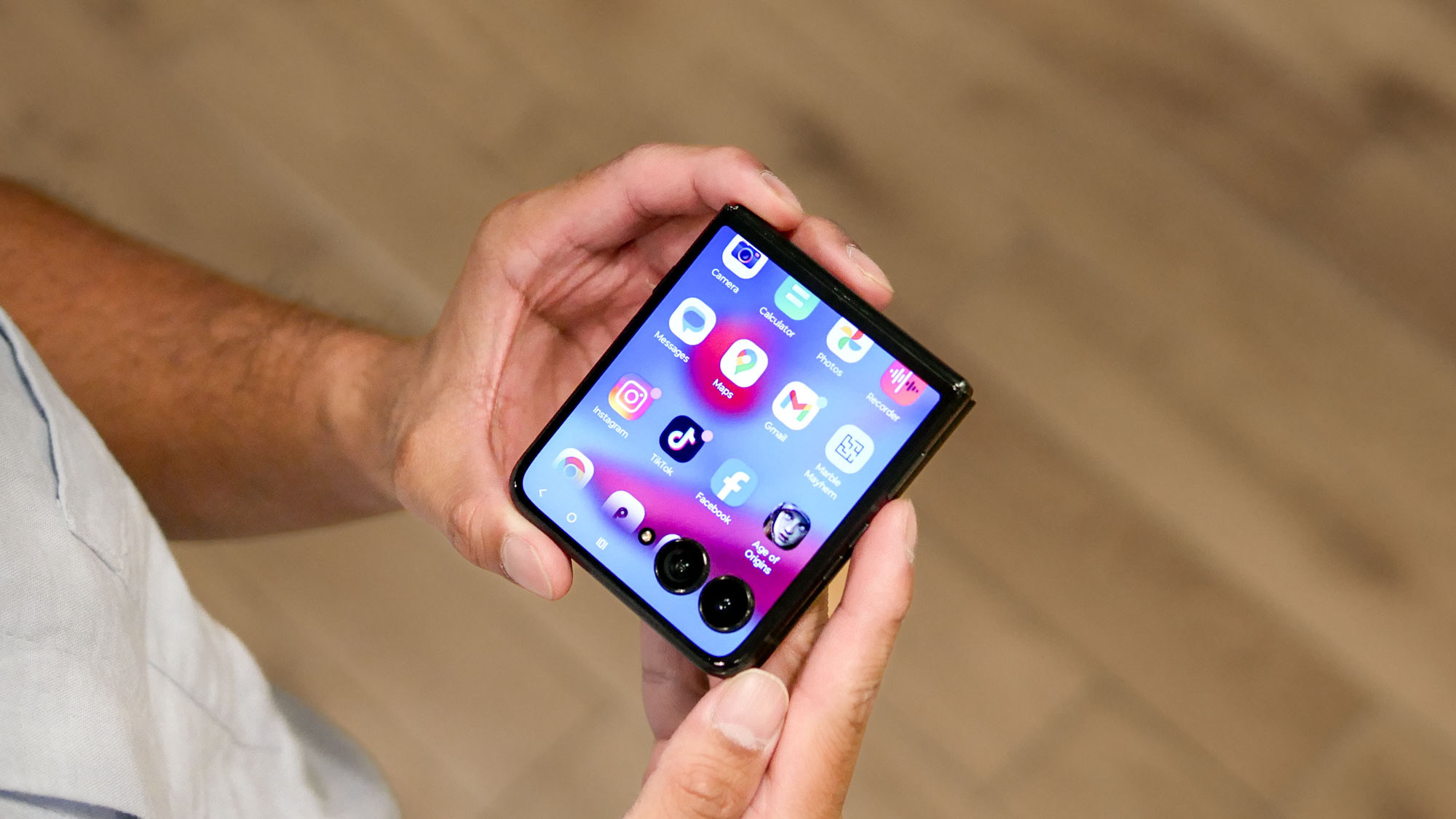 Motorola Razr Ultra 2025 held in the hand.