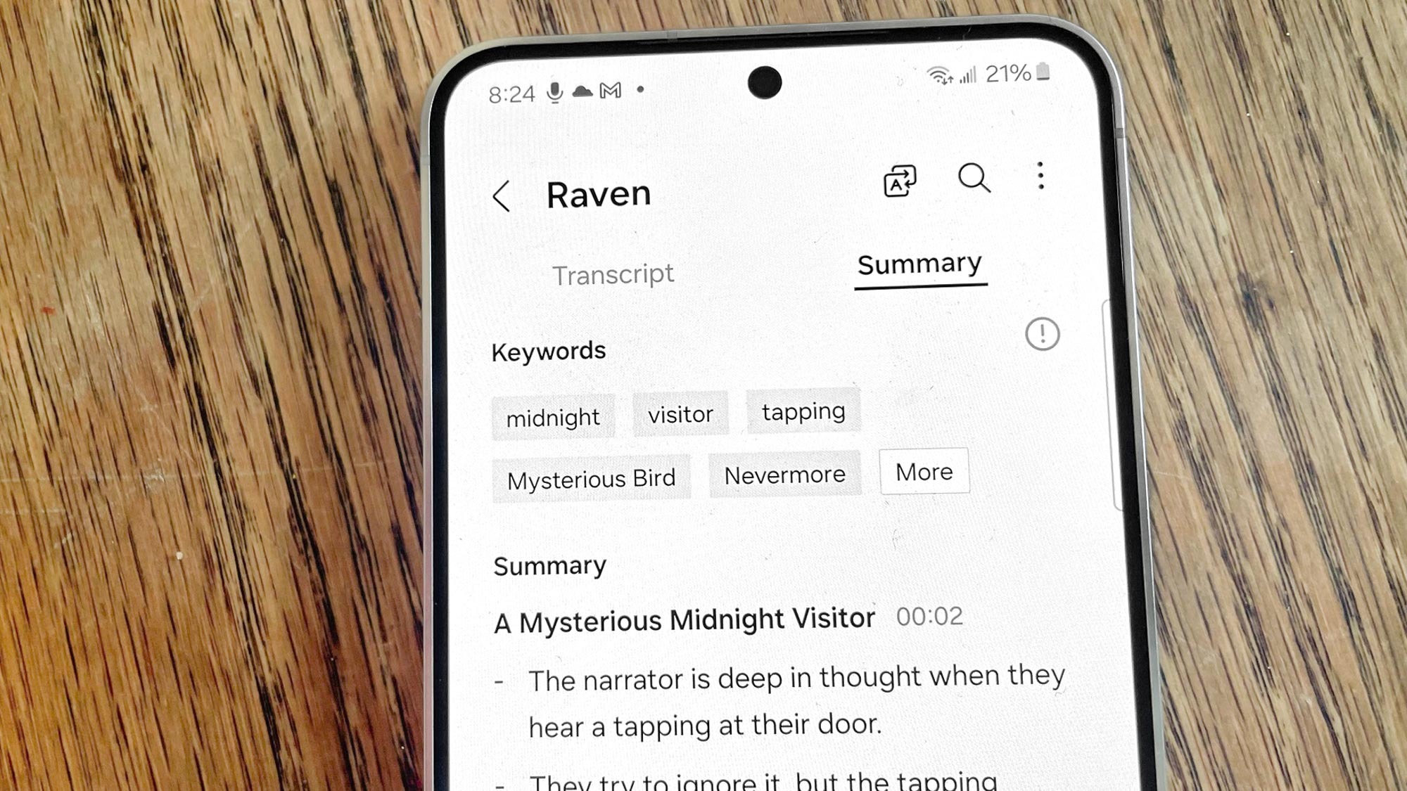 Summary feature powered by Galaxy AI on Galaxy S24