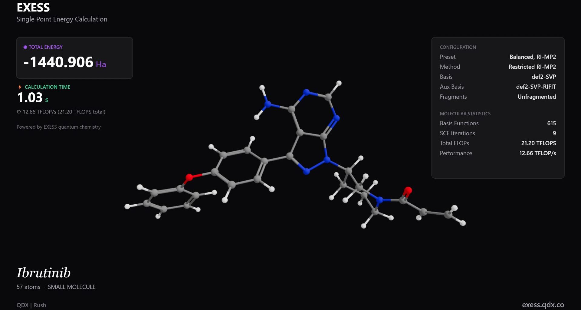 A 3D illustration of a molecule with hexagonal bonds all on a black background