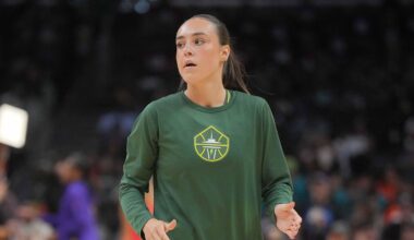 Jul 16, 2024; Los Angeles, California, USA; Seattle Storm guard Nika Muhl during the game against the LA Sparks at Crypto.com Arena. Mandatory Credit: Kirby Lee-Imagn Images