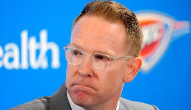 Thunder general manager Sam Presti speaks during an introductory press conference for the 2024 Thunder draft picks at Oklahoma Contemporary Arts Center in Oklahoma City, Saturday, June, 29, 2024.