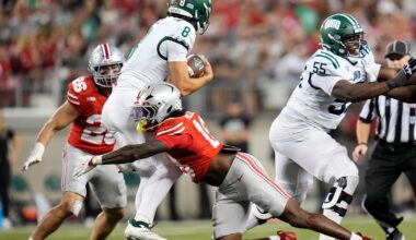 Ohio State Buckeyes sophomore Zion Grady and Alabama Crimson Tide transfer Qua Russaw are competing for a starting DE spot