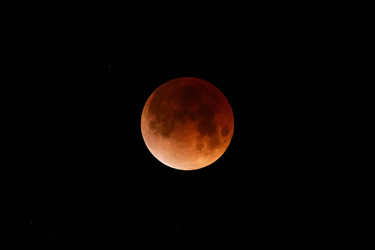 The 'blood red' full Moon during the total lunar eclipse of March 3, 2026 over Pinole, California, USA. Photo by Dan Hernandez/San Francisco Chronicle via Getty Images