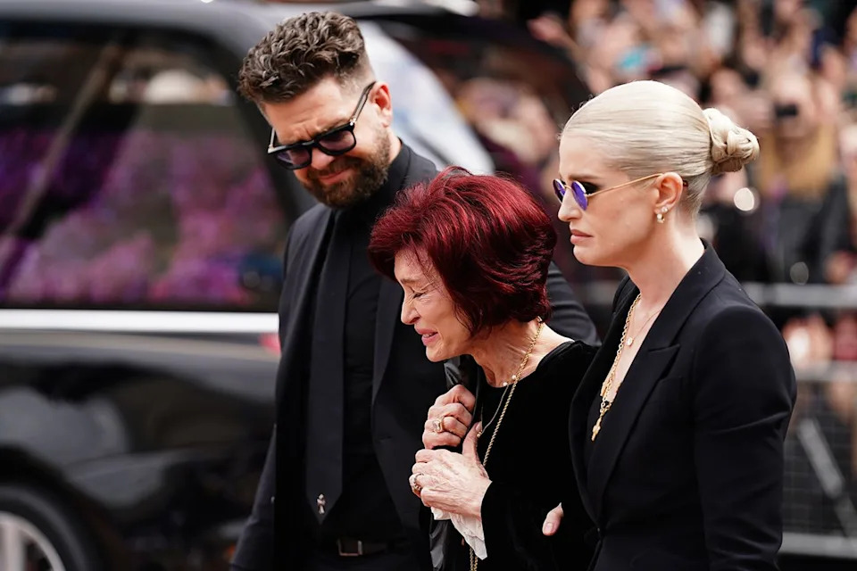Jack, Sharon, and Kelly Osbourne attended a public tribute to Ozzy in England days after his deathCredit: Jacob King/PA Images via Getty
