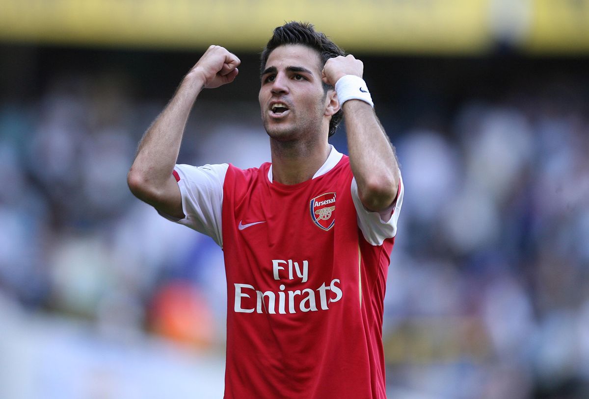 Cesc Fabregas of Arsenal celebrates at full time aftre the Premier League match between Tottenham Hotspur and Arsenal on September 15, 2007 in London, England. 