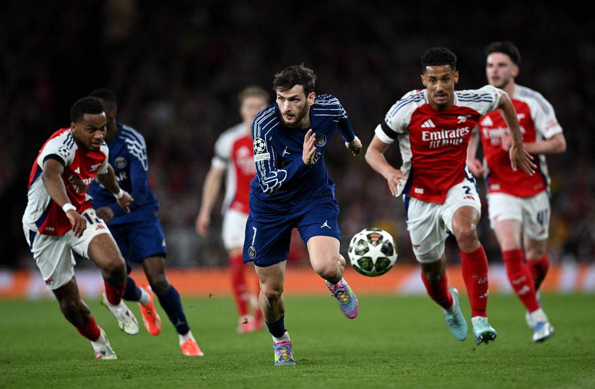 Khvicha Kvaratskhelia of Paris Saint-Germain as they defeated Arsenal