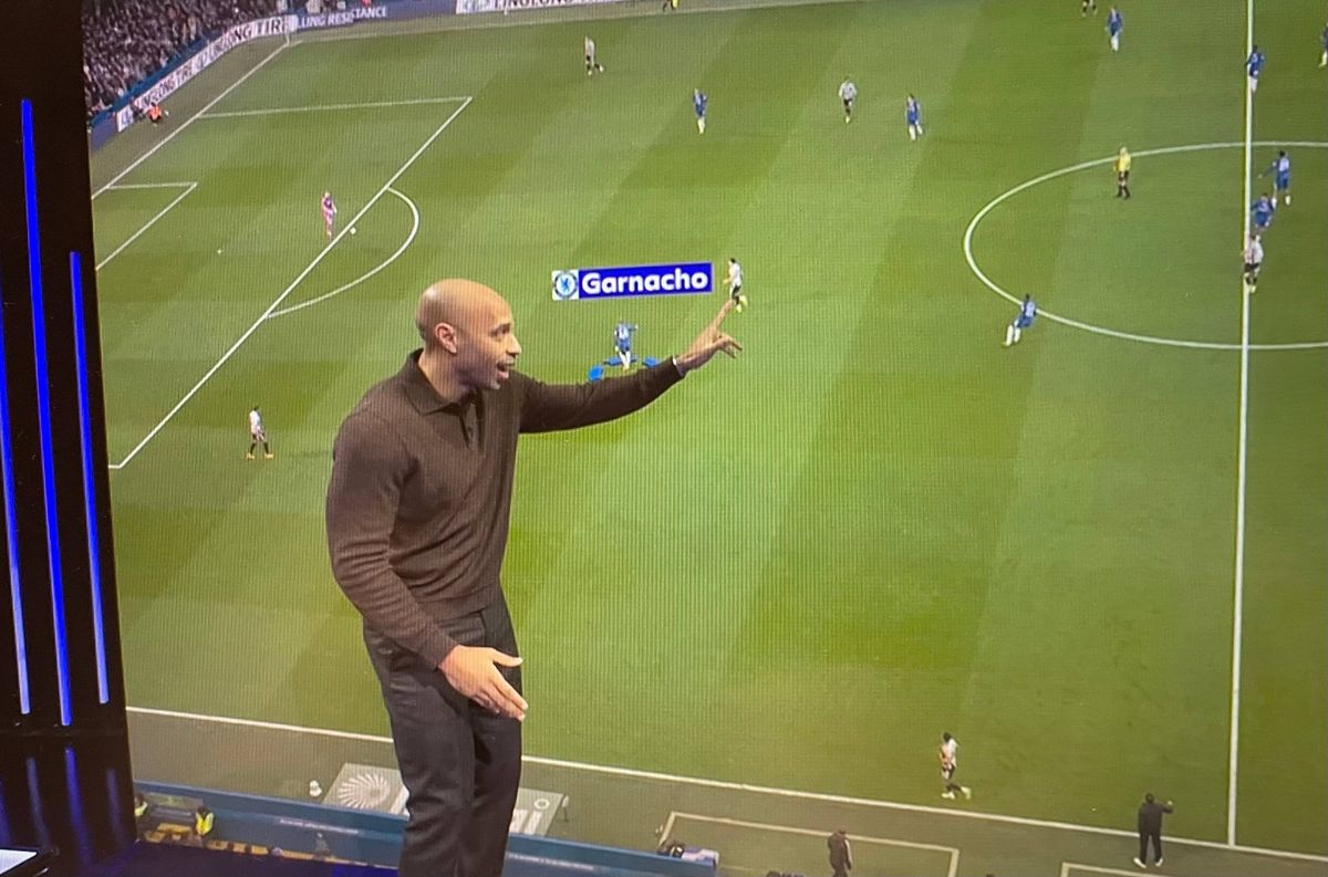 Thierry Henry pointing to Alejandro Garnacho on Monday Night Football