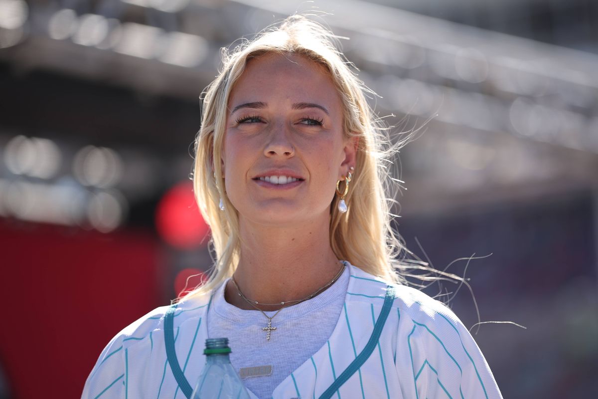 AVONDALE, ARIZONA - NOVEMBER 02: Honorary pace car driver Sophie Cunningham attends pre-race ceremony activities prior to the NASCAR Cup Series Championship at Phoenix Raceway on November 02, 2025 in Avondale, Arizona. (Photo by James Gilbert/Getty Images)