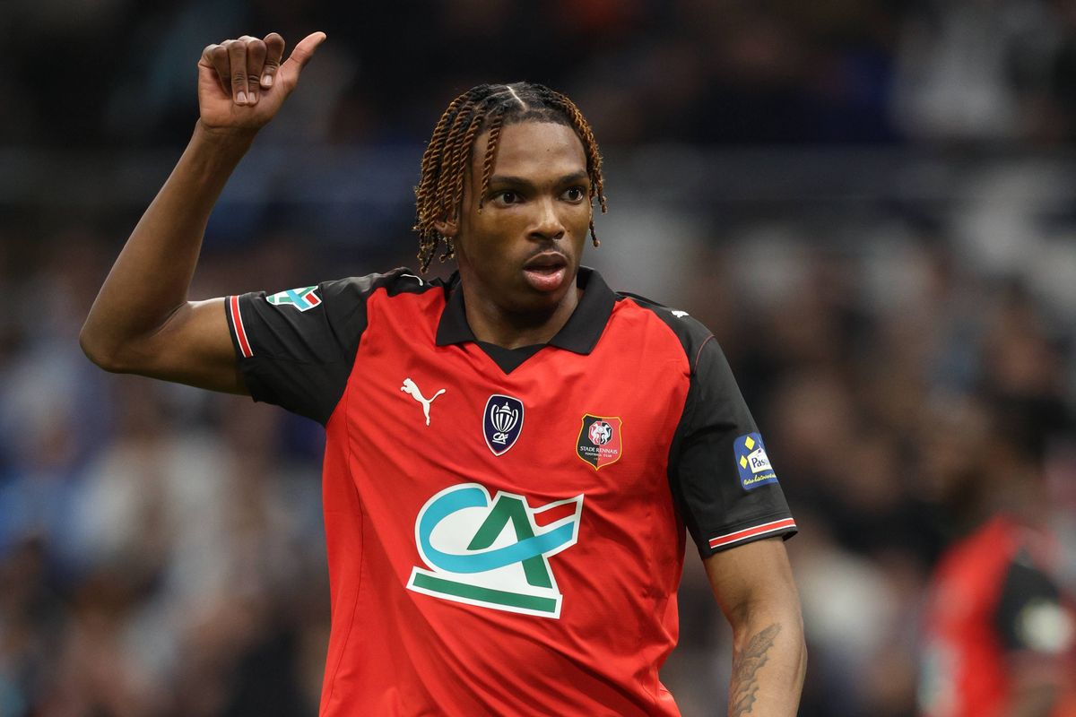 MARSEILLE, FRANCE - FEBRUARY 3: Jeremy Jacquet of Stade Rennais gestures during a French Cup match between Olympique de Marseille and Stade Rennais at Orange Velodrome on February 3, 2026 in Marseille, France. (Photo by Neal Simpson/Sportsphoto/Allstar via Getty Images)