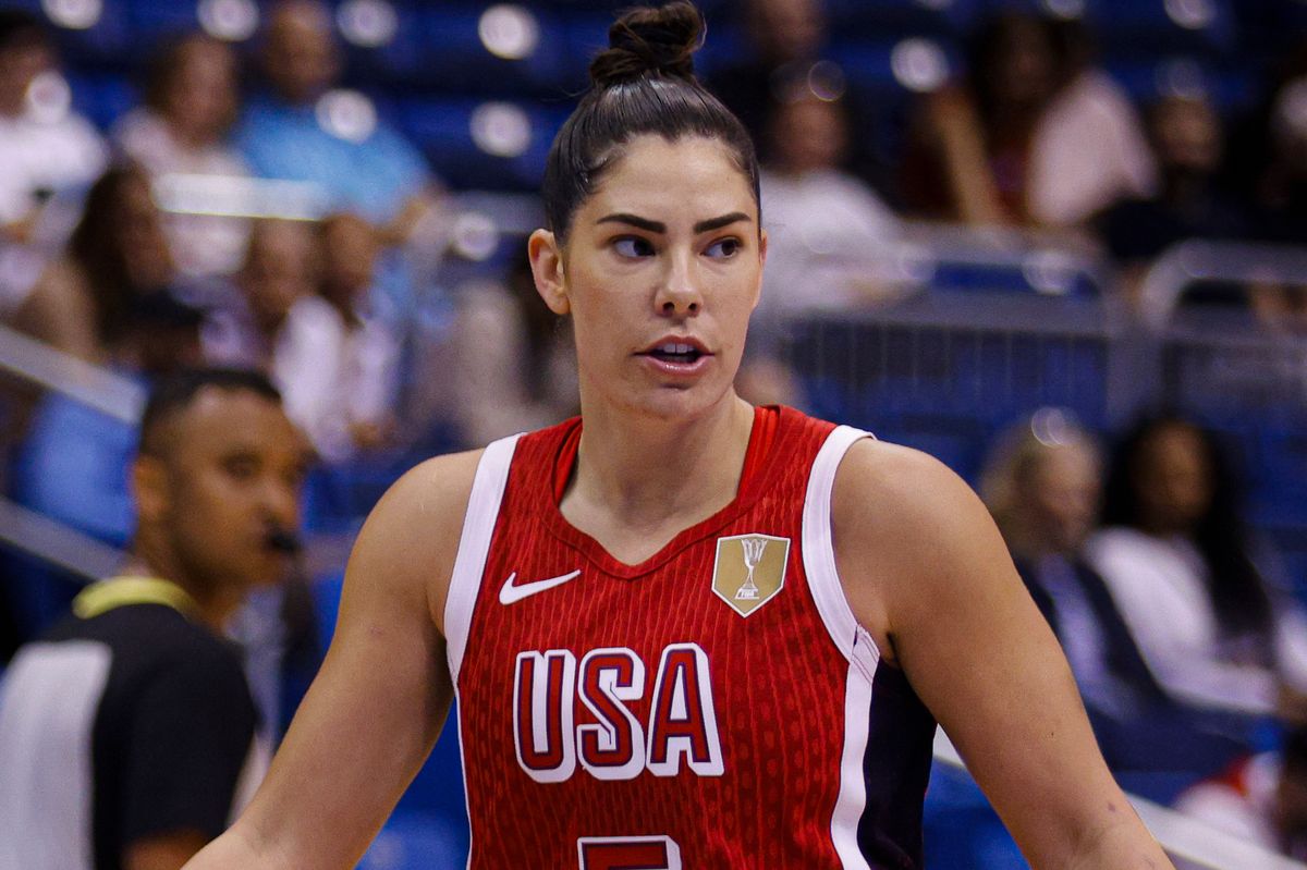 Kelsey Plum #5 and Angel Reese #9 of the United States play during the game at the 2026 FIBA World Cup Qualifying Tournament between New Zealand and the United States in San Juan, Puerto Rico, on March 15, 2026, at Coliseo Jose Miguel Agrelot