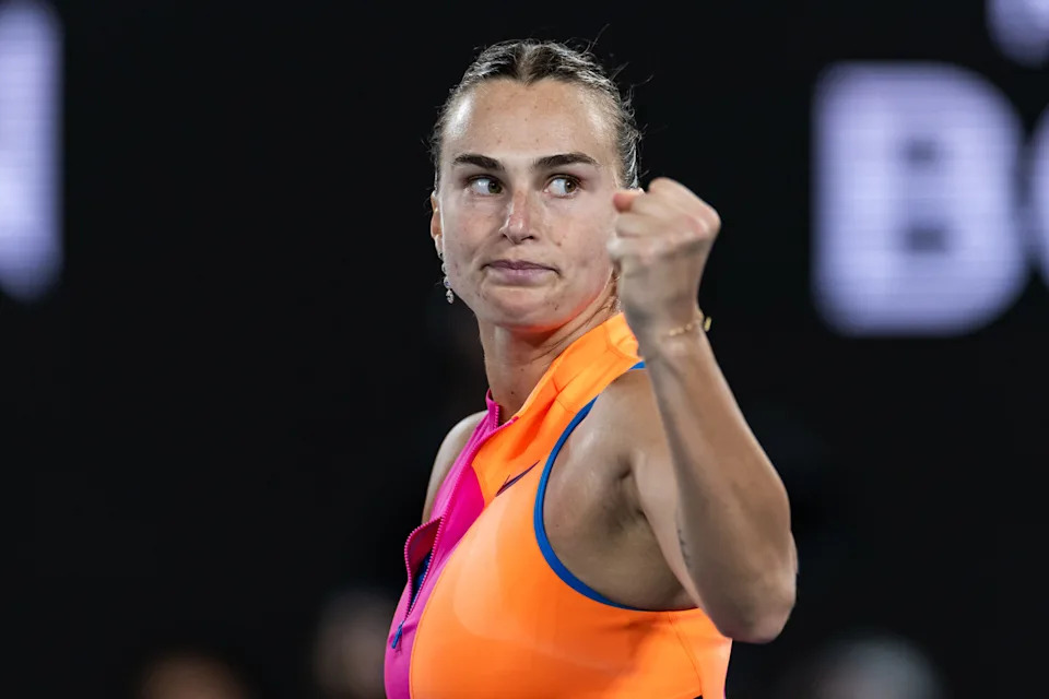 <p>Jan 31, 2026; Melbourne, Victoria, Australia; Aryna Sabalenka in action against Elena Rybakina of Kazakhstan in the final of the womenís singles at the Australian Open at Rod Laver Arena in Melbourne Park. Mandatory Credit: Mike Frey-Imagn Images</p><br>