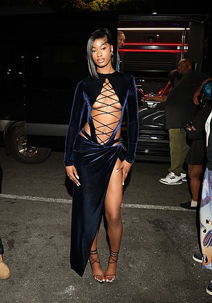 Jackson is pictured recently at a party during her downtime away from the basketball court