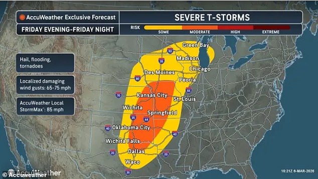 The storm appeared Thursday, but meteorologists warned Friday could see the worst weather