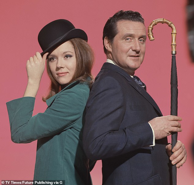 Macnee pictured with Diana Rigg on The Avengers. He was a creep who shredded his costume on being turned down, costume designer Jean-Pierre Dorleac says