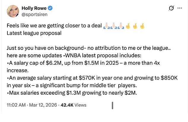 Rowe suffered the blunder after taking to X to provide an update on the league's salary war