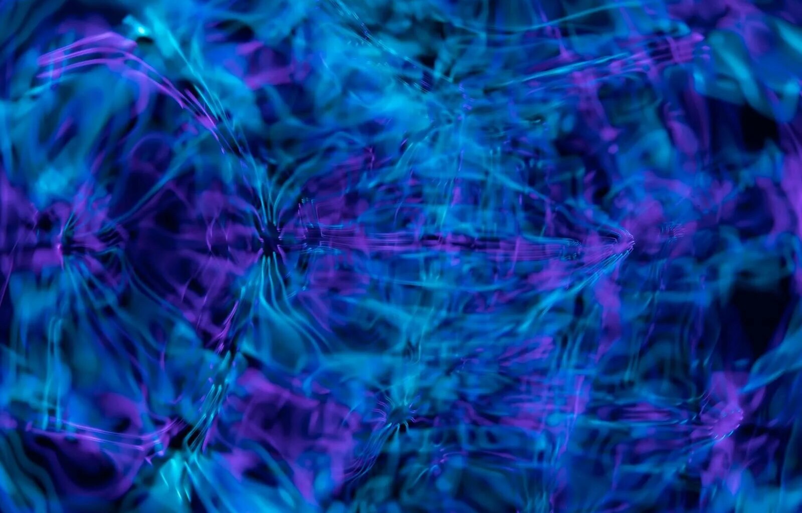 An abstract digital artwork featuring swirling blue and purple waves with a smooth, fluid texture.