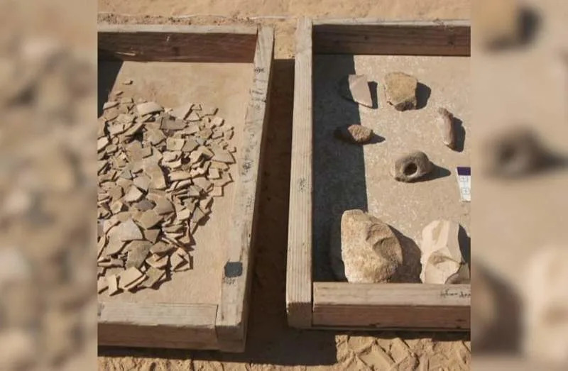 Cache of ancient ostrich eggs found at an archaeological site near Nitzana, March 29, 2026. (credit: Screenshot/Instagram/@antiquities_il)