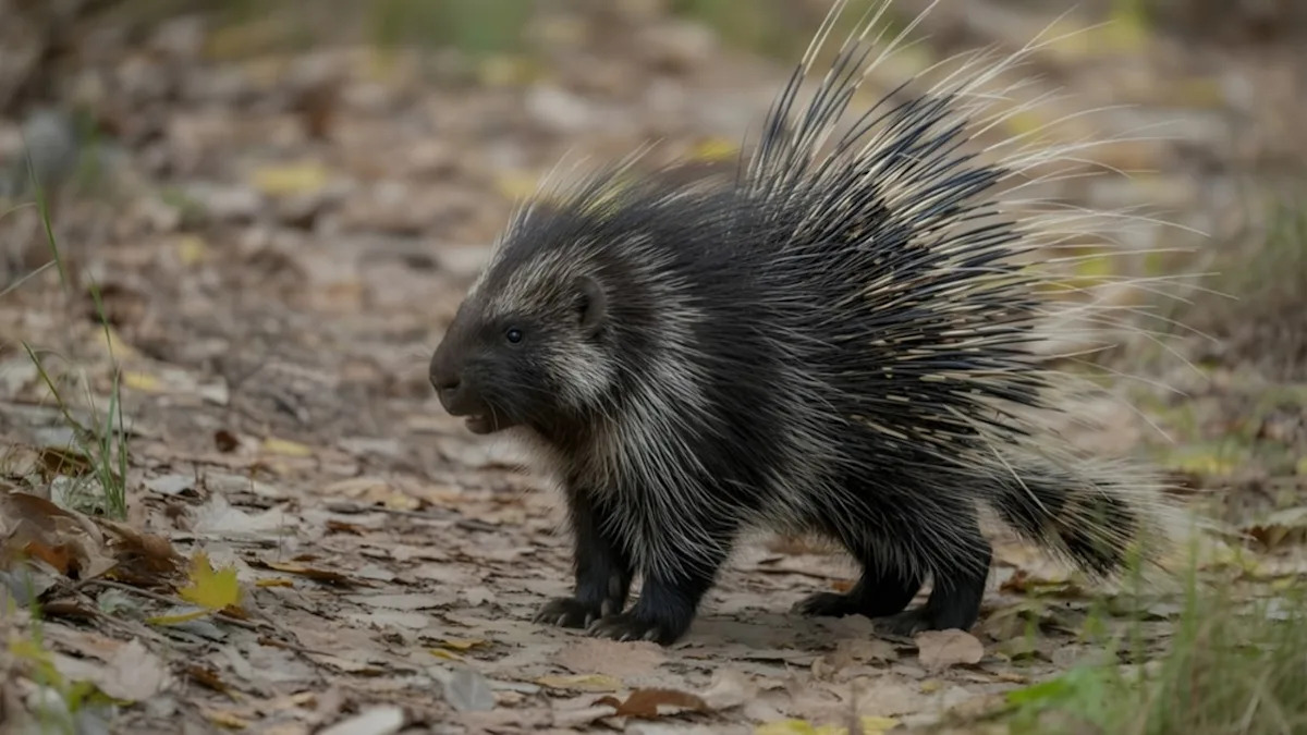 Excited Porcupines Jump up and Down With Excitement Being Let Back Outside After Snowstorm