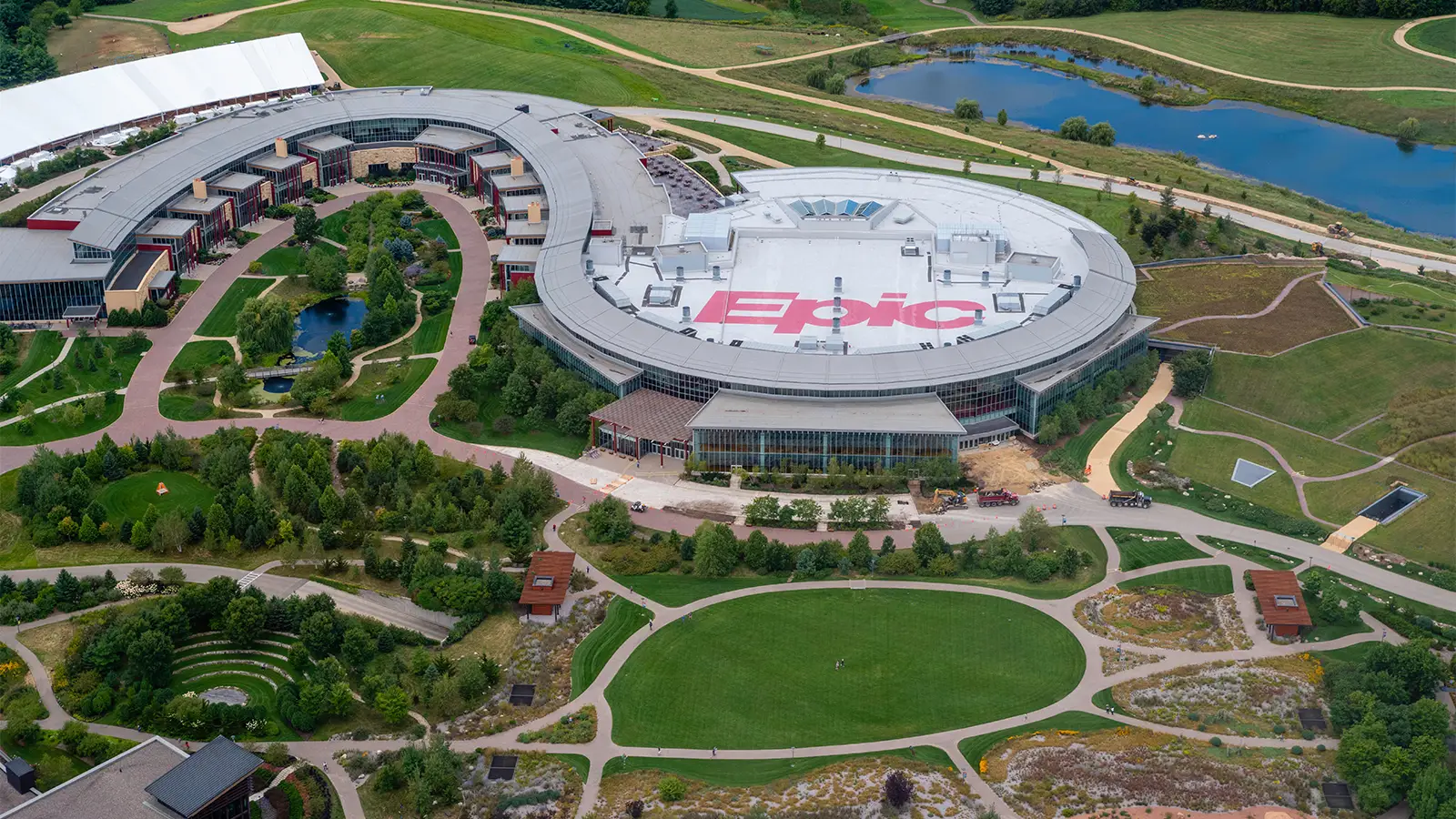 An aerial photo of Epic Systems headquarters in Verona, Wisconsin.
