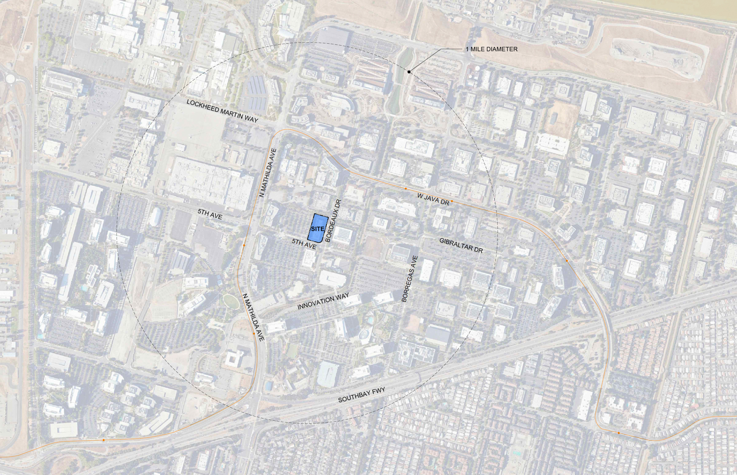1215 Bordeaux Drive area context, image by KTGY