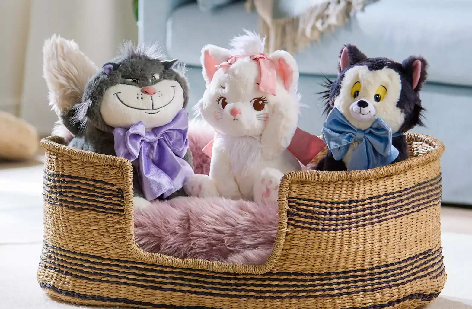 The latest international merchandise arrivals at Disney Store, plushies of Marie, Figaro, and Lucifer, arrived just in time for International Rescue Cat Day. All of the plushes are imports to the Disney Store from Disney Store Japan.