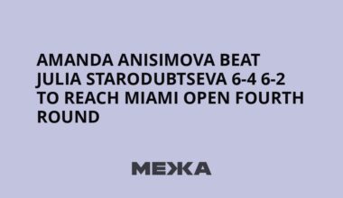 Amanda Anisimova beat Julia Starodubtseva 6-4 6-2 to reach Miami Open fourth round | Ukraine news