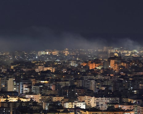 Smoke rises in Beirut's southern suburbs after Israeli strikes on Monday