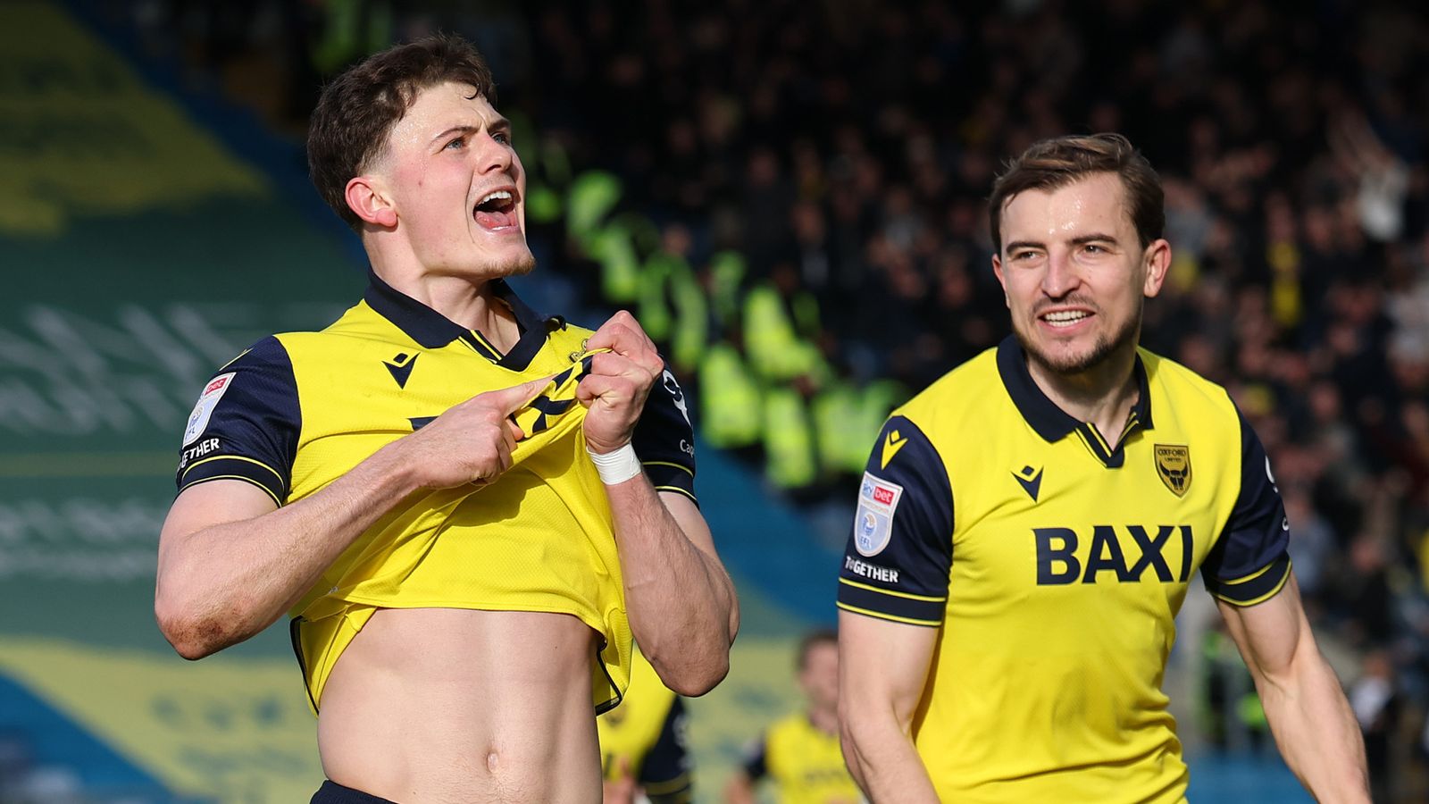 Will Lankshear of Oxford United celebrates his goal