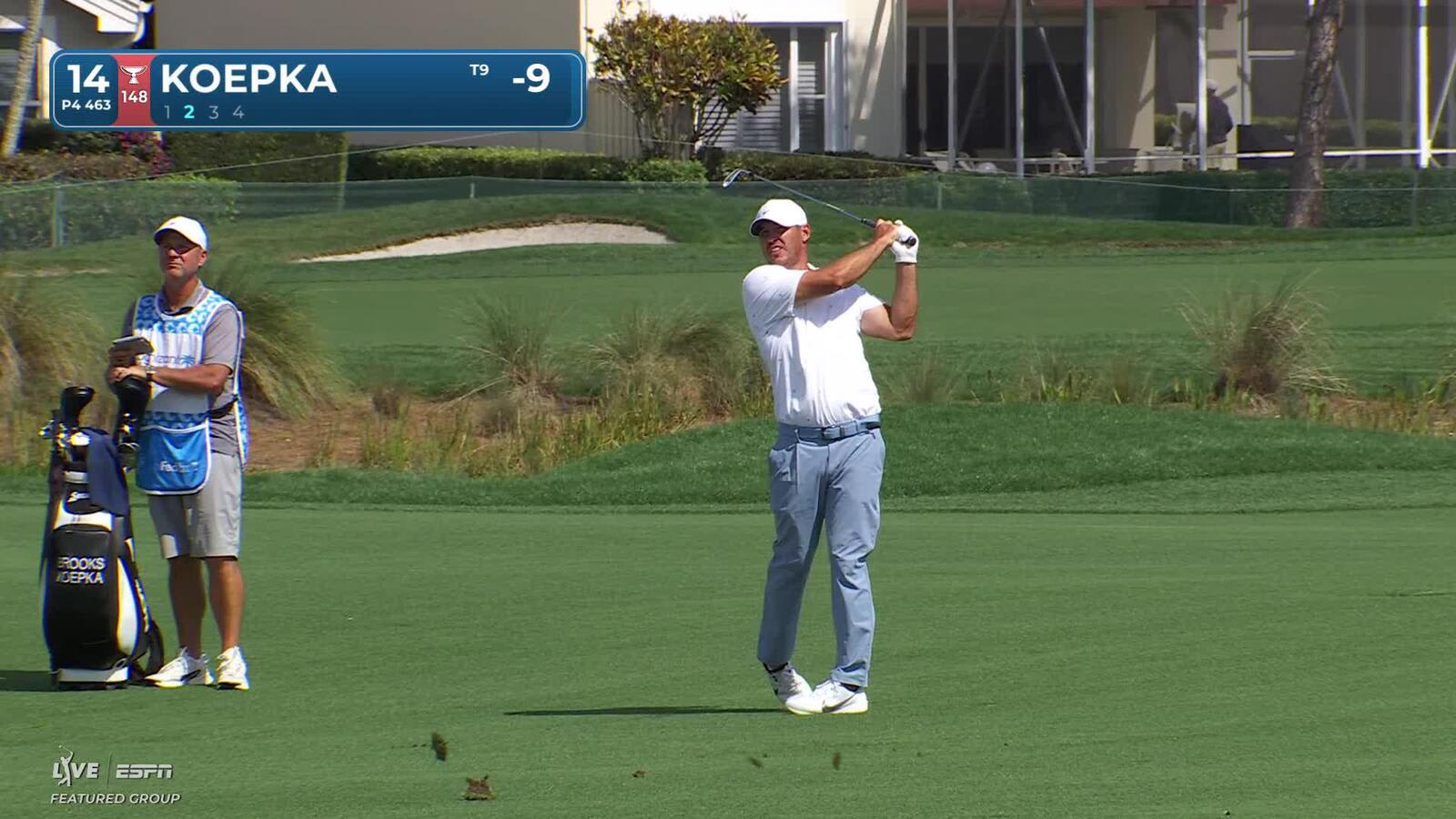 Brooks Koepka holes out from bunker on No. 14 at Cognizant Classic