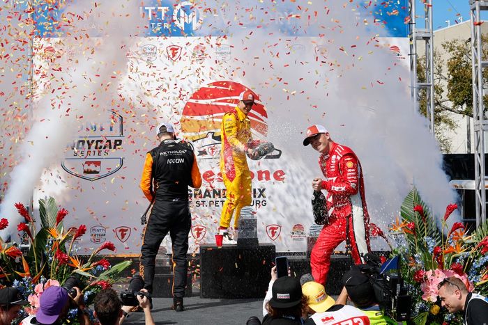 Alex Palou, Chip Ganassi Racing, Scott McLaughlin, Team Penske, Christian Lundgaard, Arrow McLaren