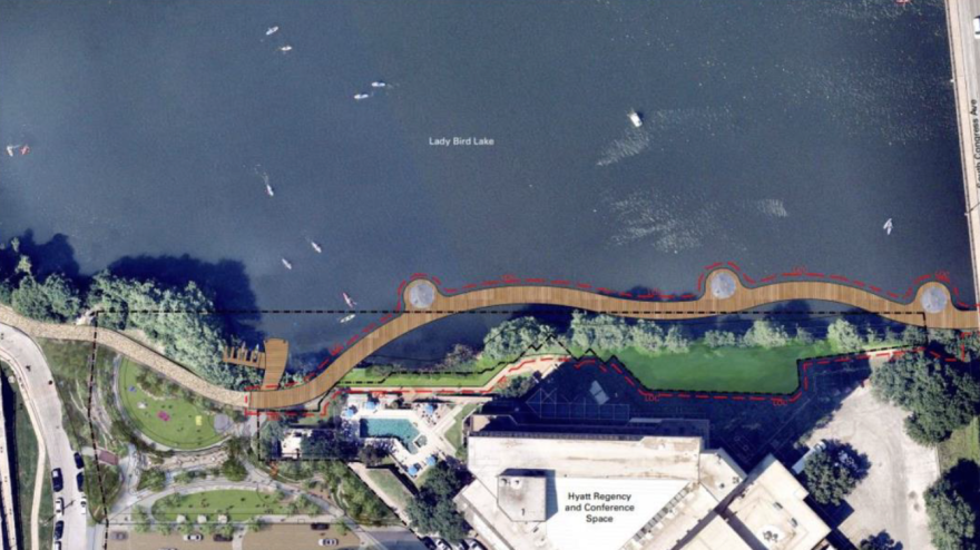 An overhead map showing the location of the new boardwalk. 
