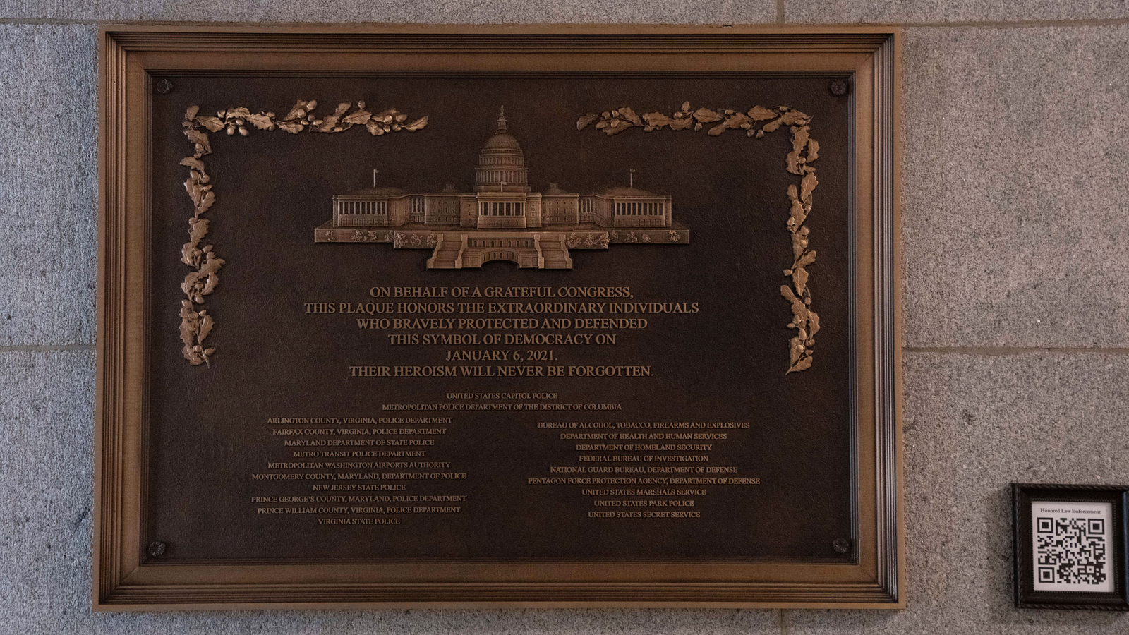 Jan. 6 plaque honoring police officers is now displayed at the Capitol after a 3-year delay