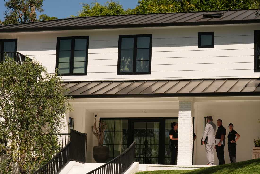 The exterior of Rihanna's residence is shown Monday, March 9, 2026, in Beverly Hills, California.