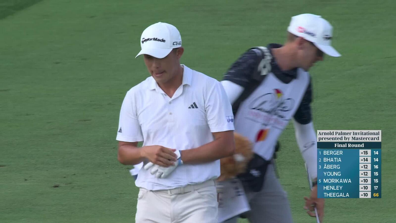 Collin Morikawa makes 12-foot eagle putt on No. 16 at Arnold Palmer