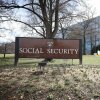 A sign in front of the entrance of the Social Security Administration's main campus on March 19, 2025, in Woodlawn, Md.