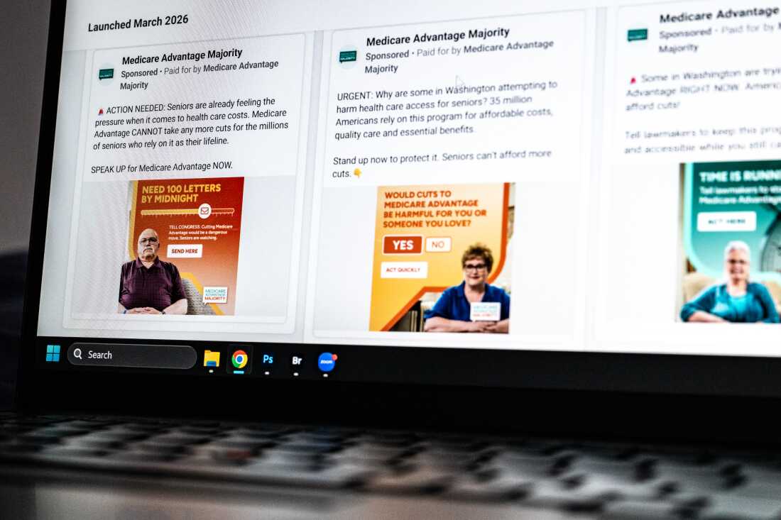 Medicare Advantage Majority has spent more than $3.1 million on hundreds of Facebook ads since September 2024, according to Facebook’s Ad Library, a database of the company’s online ads. (Eric Harkleroad/KFF Health News)
