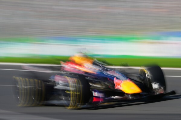 Red Bull driver Max Verstappen of the Netherlands steers his car during the second practice session for the Australian Formula One Grand Prix at Albert Park, in Melbourne, Australia, Friday, March 6, 2026. (AP Photo/Asanka Brendon Ratnayake)