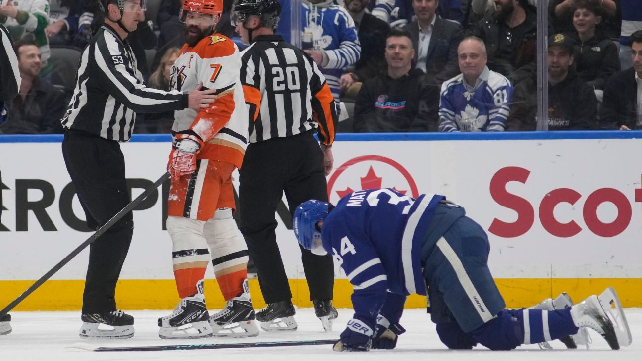 Leafs' Auston Matthews out for season after knee-to-knee hit