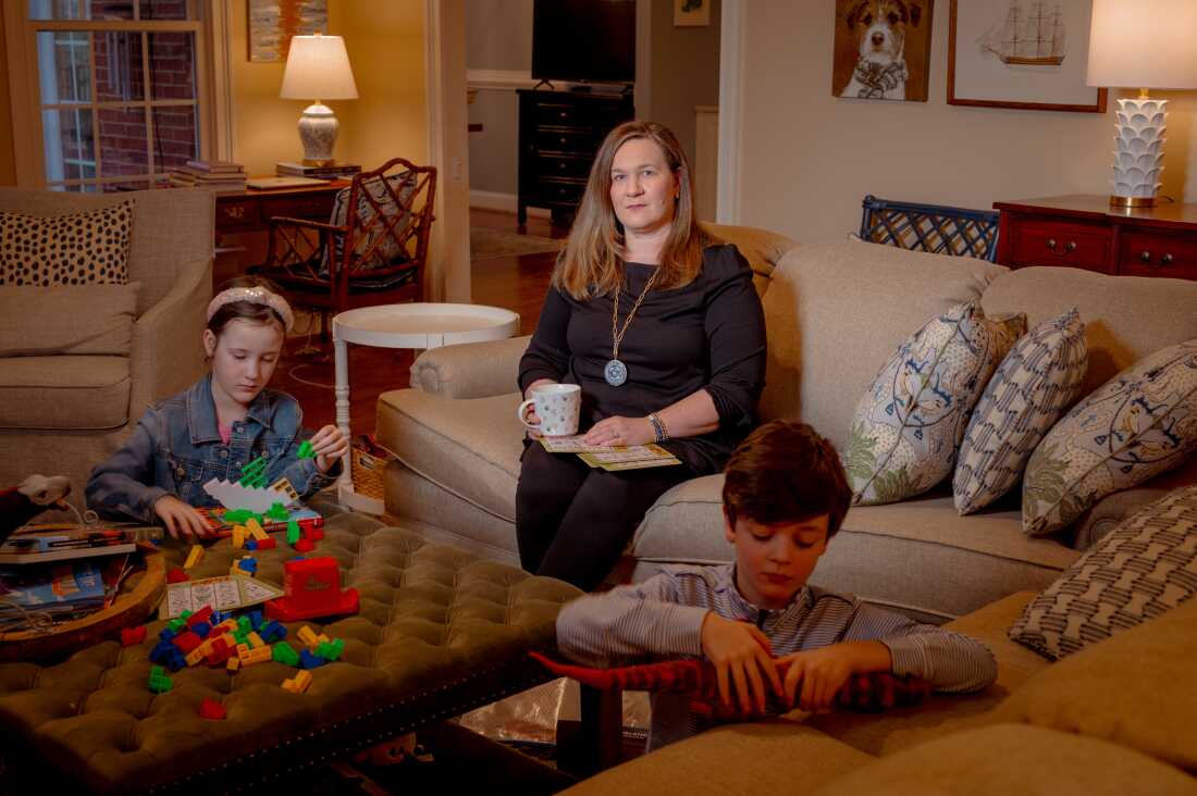 Kate Morrow and her 8-year-old twins, Jack and Lilly, at their home in Spartanburg County, S.C. Morrow struggles to understand why many of her neighbors aren't vaccinating their kids.