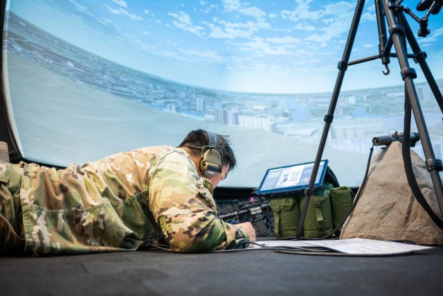 U.S. Soldiers utilize simulation rooms for Joint Fires Observation