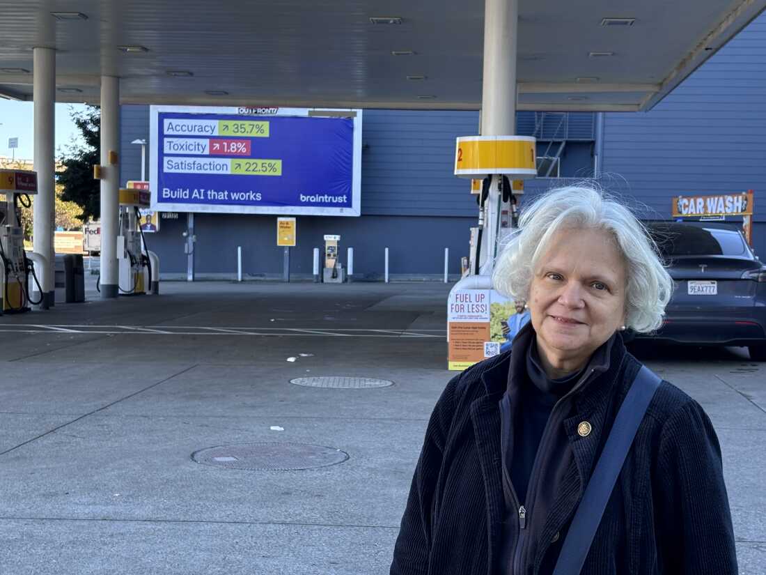University of California, Berkeley, professor Louise Mozingo has studied the tech sector in the context of corporate landscaping for decades. But she is is as baffled by the cryptic billboards and bus shelters as most other San Francisco Bay Area locals.