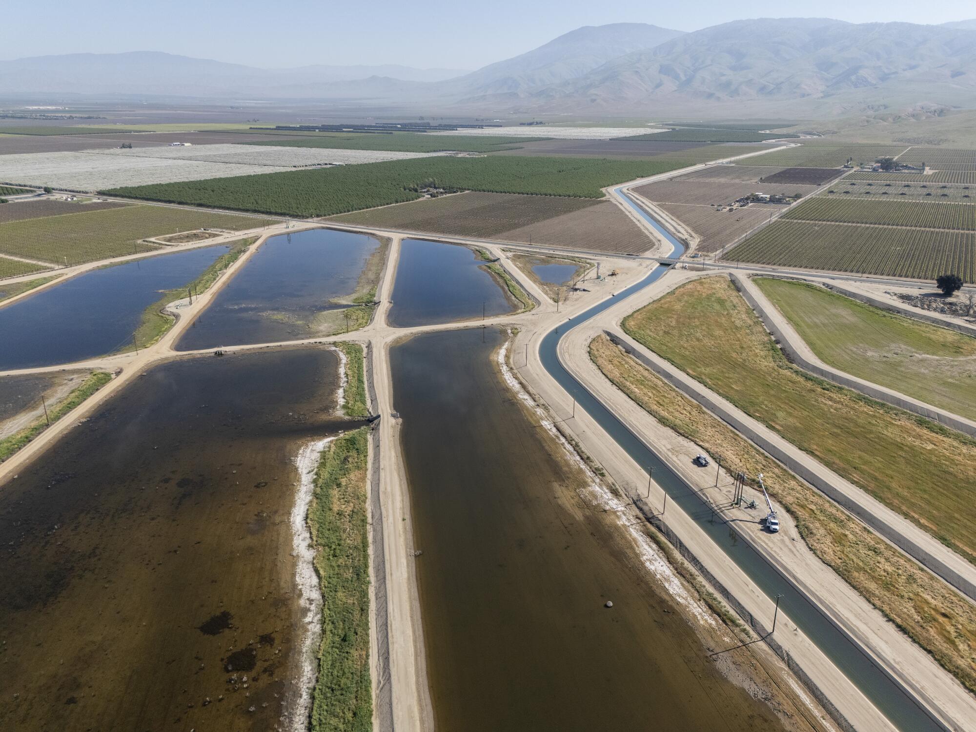 The Tejon Spreading Works is part of a network of groundwater replenishment facilities near the town of Arvin, Calif.
