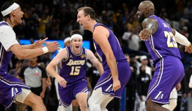 Kennard hits last-second 3 as Lakers win on LeBron's record day