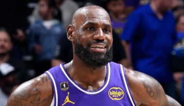 ORLANDO, FL - MARCH 21:  LeBron James #23 of the Los Angeles Lakers looks on during the game  against the Orlando Magic on March 21, 2026 at Kia Center in Orlando, Florida. NOTE TO USER: User expressly acknowledges and agrees that, by downloading and or using this photograph, User is consenting to the terms and conditions of the Getty Images License Agreement. Mandatory Copyright Notice: Copyright 2026 NBAE (Photo by Fernando Medina/NBAE via Getty Images)